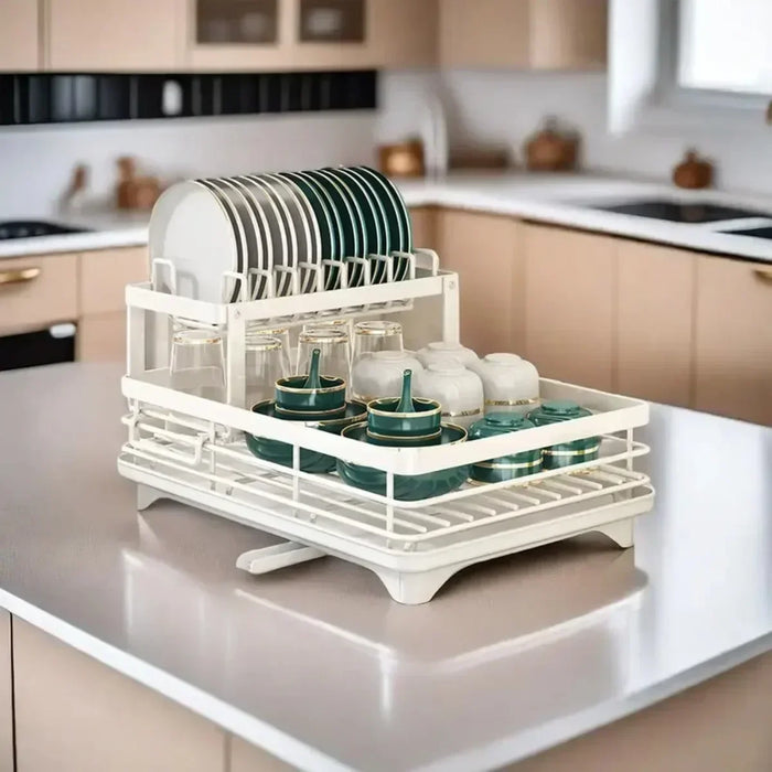 Adjustable Double-Layer Dish & Bowl Drainer – Space-saving Kitchen Rack