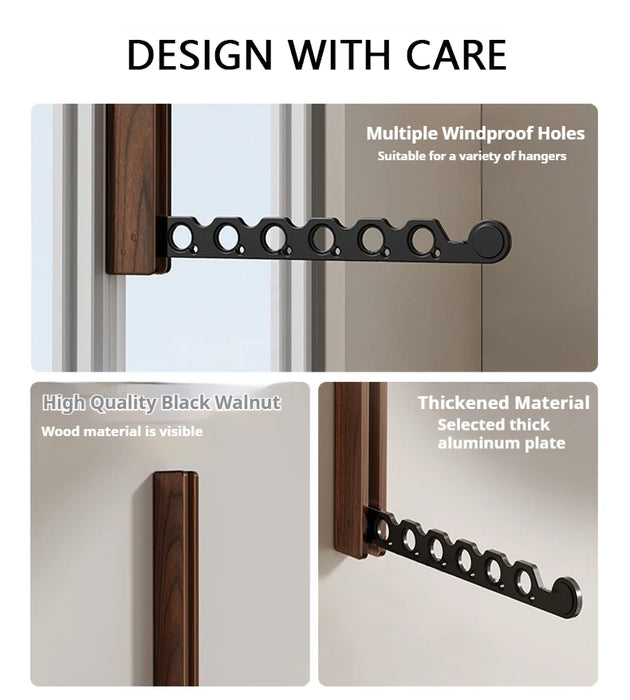 Wood Wall-Mounted Clothes Hanger — Foldable, Space-Saving Drying Rack