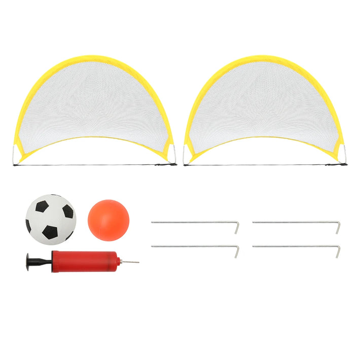 2-Pack Portable Pop‑Up Football Goals – Foldable Training Set with Inflatable Ball & Pump