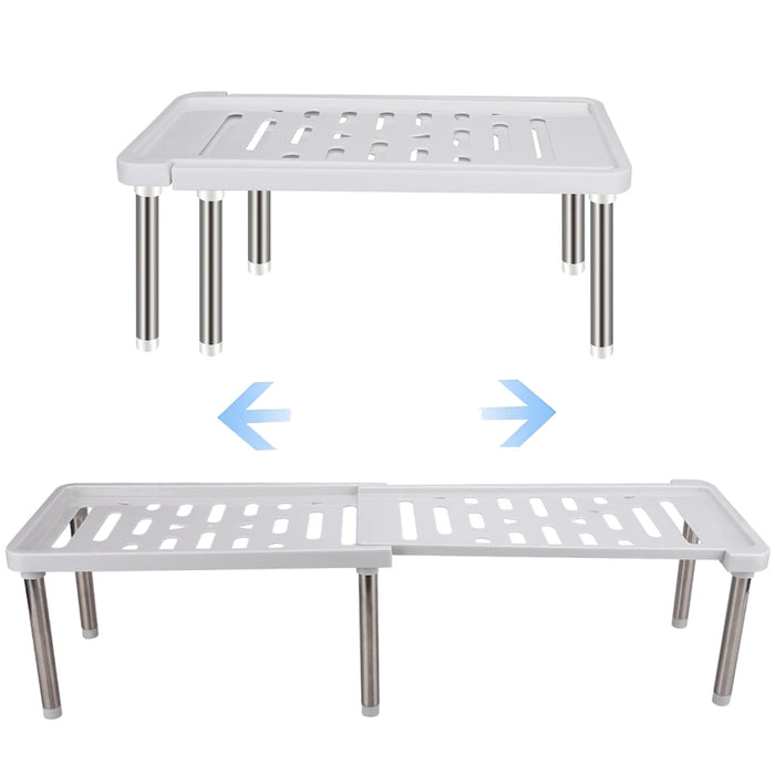 Expandable Cupboard Shelf 36–69cm – Kitchen Cabinet Organiser, White