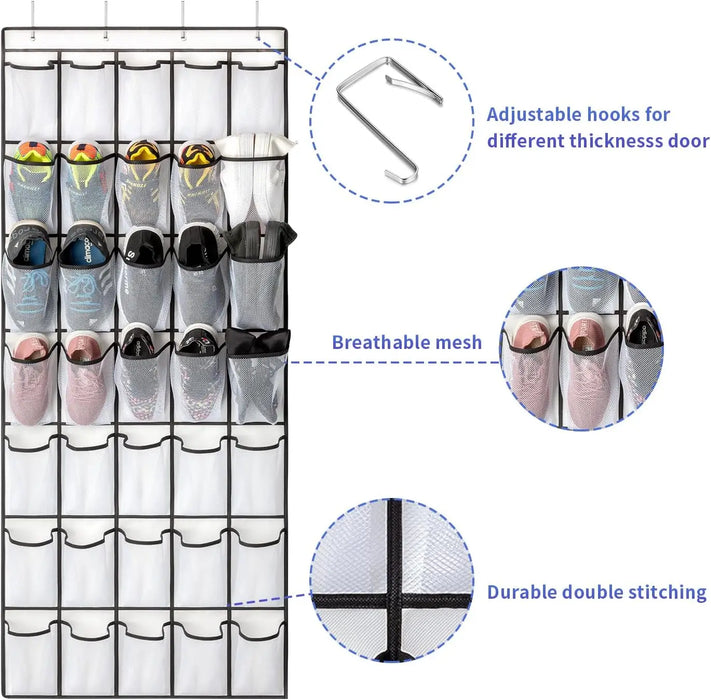35-Pocket Over-the-Door Shoe Organiser – Breathable Mesh Hanging Storage