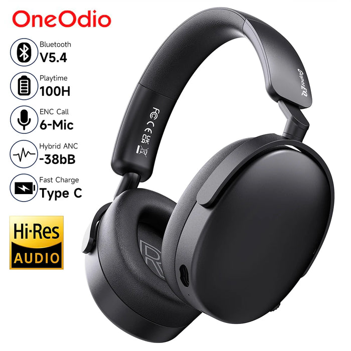 Oneodio SuperEQ A200 - Draadloze Bluetooth 5.4 hoofdtelefoon met hybride actieve ruisonderdrukking en Hi-Res audio - Perfecte over-ear headset met 6-mic AI ENC voor akoestische enthousiastelingen