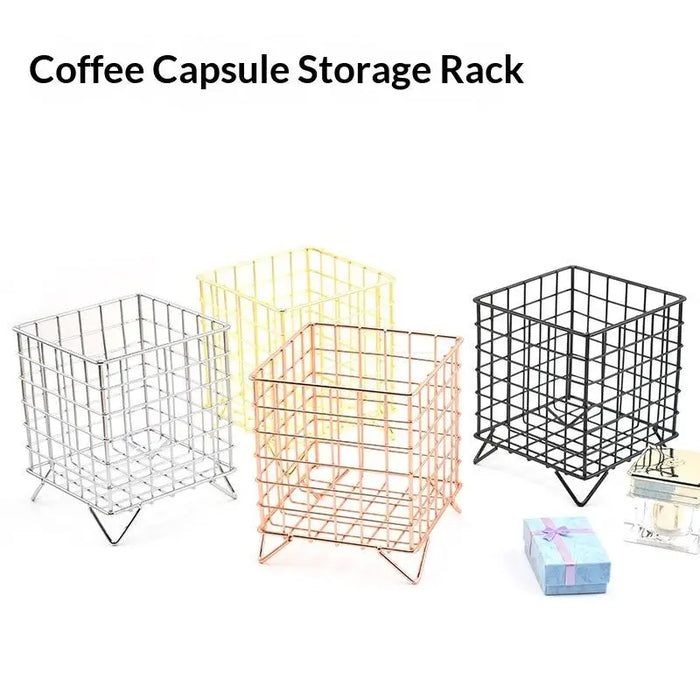 Square Coffee Pod Holder — Large Capacity Iron Capsule Storage
