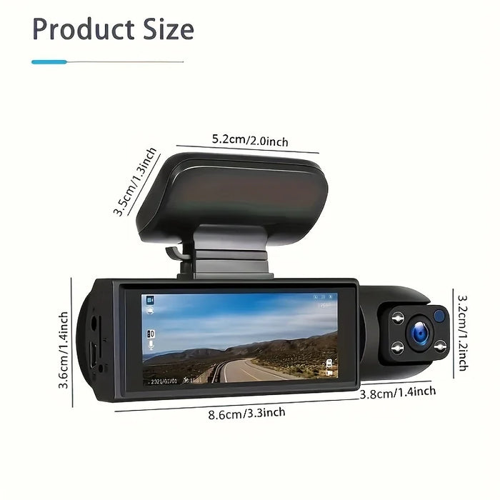 1080P Wi‑Fi Dual Dash Cam — Front & Interior, Night Vision, Loop Recording