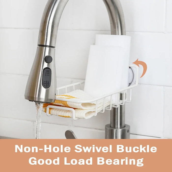 Stainless Steel Under-Tap Sponge Holder — Adjustable Kitchen & Bathroom Rack