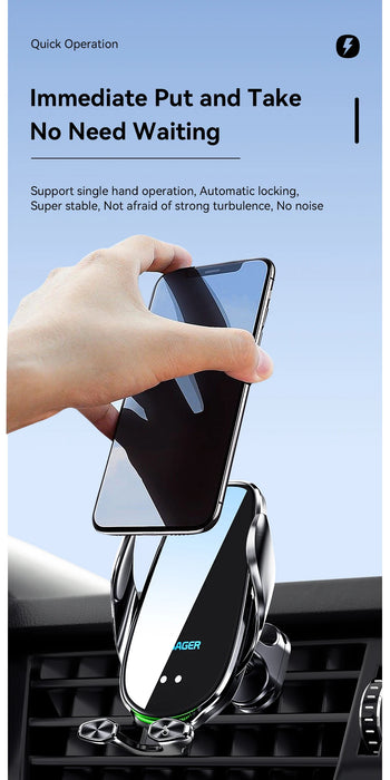 15W Qi Wireless Car Vent Phone Holder – Fast Charging & Auto Grip