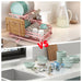 2-Tier Metal Dish Drying Rack with Drainboard — No Assembly, Foldable (Pink)