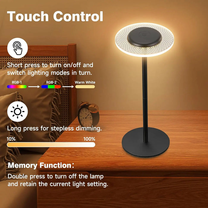 RGB Kleurveranderende Draadloze Tafellamp - Touch Control, DIY Dimbare Bureauverlichting - Perfect voor Diner, Patio, Slaapkamerinstellingen