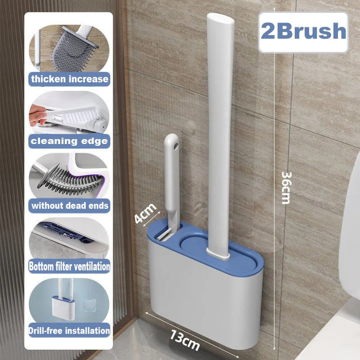 Silicone Soft‑Bristle Wall‑Mounted Toilet Brush with ABS Handle