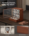 12-Slot Wooden Watch Display Case with Drawers — Coffee Brown