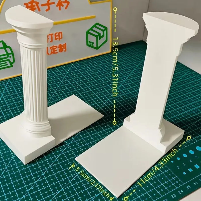 3D Printed Column Bookend (1pc) – Minimalist Desktop Book Stand, White or Black