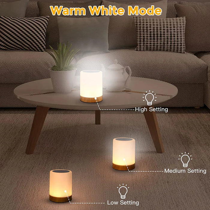 Lâmpada de Toque LED - Lâmpada de Mesa de Cabeceira com Luz RGB, Sensor de Toque e Função de Lâmpada de Secretária Portátil - Solução Perfeita de Iluminação para Quarto e Presente para Crianças