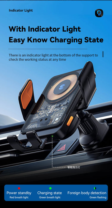 15W Qi Wireless Car Charger Vent Mount — Phone Holder for iPhone & Samsung