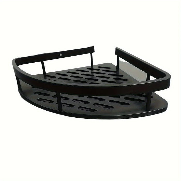 Tension-Mounted Stainless Steel Corner Shower Caddy — Single Tier