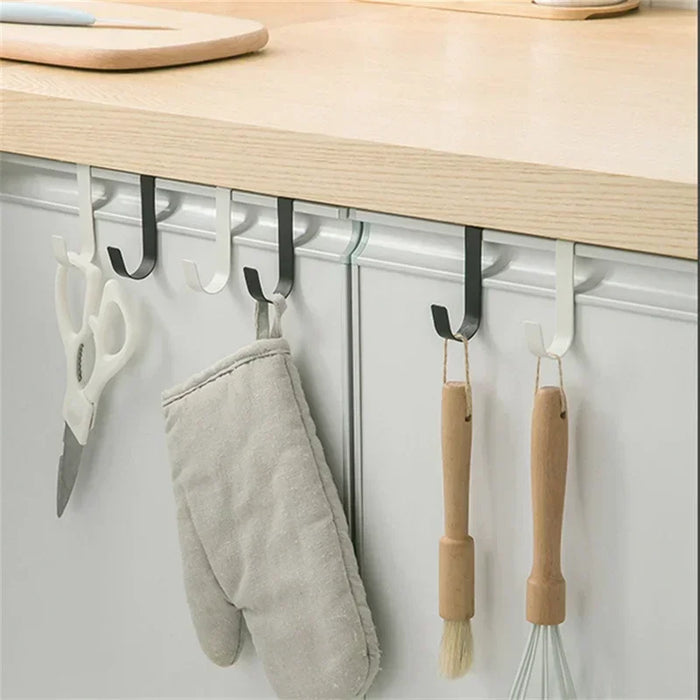 S-shaped Metal Over-Cabinet Door Hooks — Multi-purpose Kitchen & Bathroom Storage