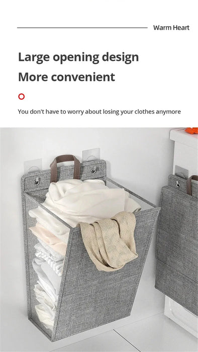Foldable Adhesive Wall Laundry Hamper – Punch-Free Mesh Basket