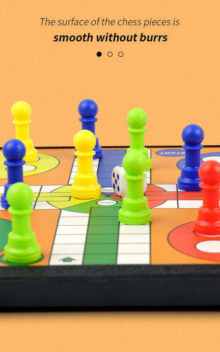 Portable Ludo, Chess & Backgammon Foldable Travel Game Set