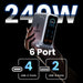 240W GaN Desktop Charger — 6‑Port (4×USB‑C, 2×USB‑A), 140W PD3.1 & PPS