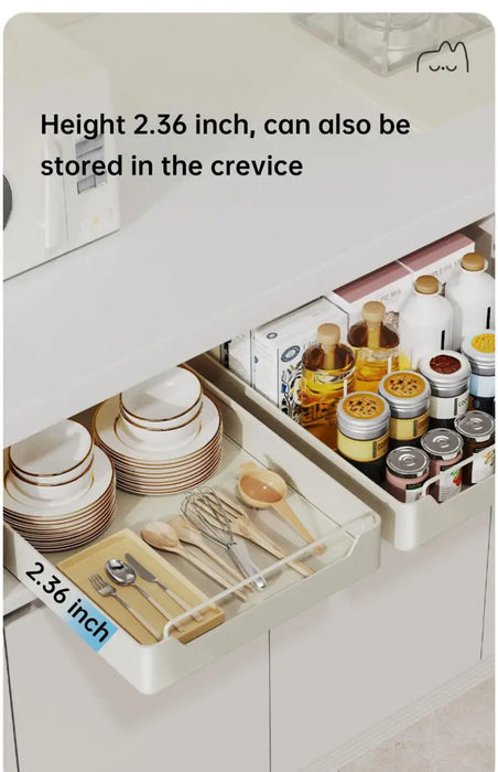 Metal Slide‑Rail Pull‑Out Cabinet Organiser with Self‑Adhesive Base