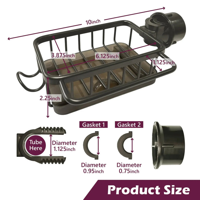 3-in-1 Kitchen Tap Organiser - Sponge & Brush Caddy with Drain Tray