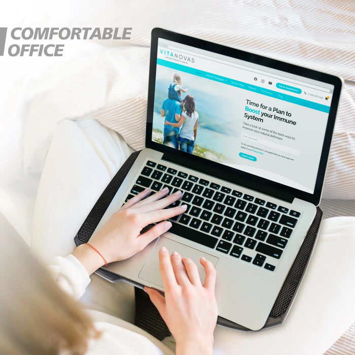 Laptop Cooling Pad 12–17 inch — 5 Quiet Fans, Adjustable Angles & Phone Holder