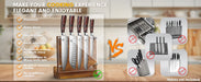 Double‑Sided Magnetic Knife Block with Acrylic Shield — Acacia Wood