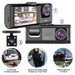 Dash Cam — 2 or 3 Camera 1080P DVR with IR Night Vision, Loop Recording & 2" IPS Screen