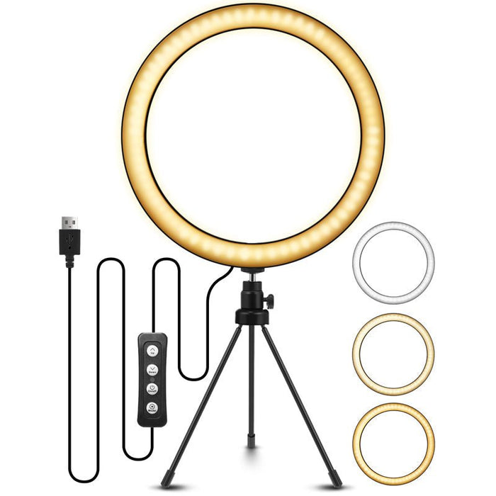 EGL-02 - 10 inch USB Video Light Stand with 3 Color Modes and 10 Brightness Levels - Ideal for Selfie Makeup, Live-Stream and Vlog Recording - Shopsta EU