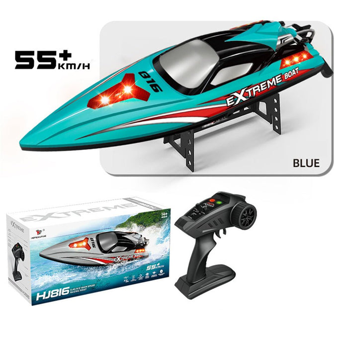 HXJRC HJ816 PRO RTR - 55km/h 2.4G Brushless High Speed RC Boat with Capsized Reset & LED Lights - Waterproof Electric Racing Speedboat for Lakes, Pools & Remote Control Enthusiasts - Shopsta EU