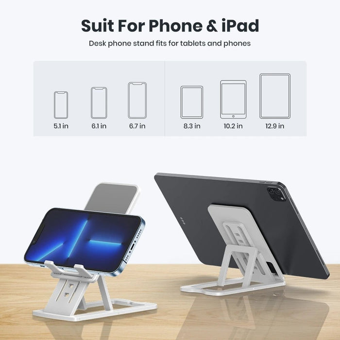 TOPK D06-S - Foldable Desktop Stand Table Phone Holder, Adjustable Angle Desk Accessory for iOS and Android Devices - Ideal for iPad, iPhone, and Other Smartphones Users - Shopsta EU