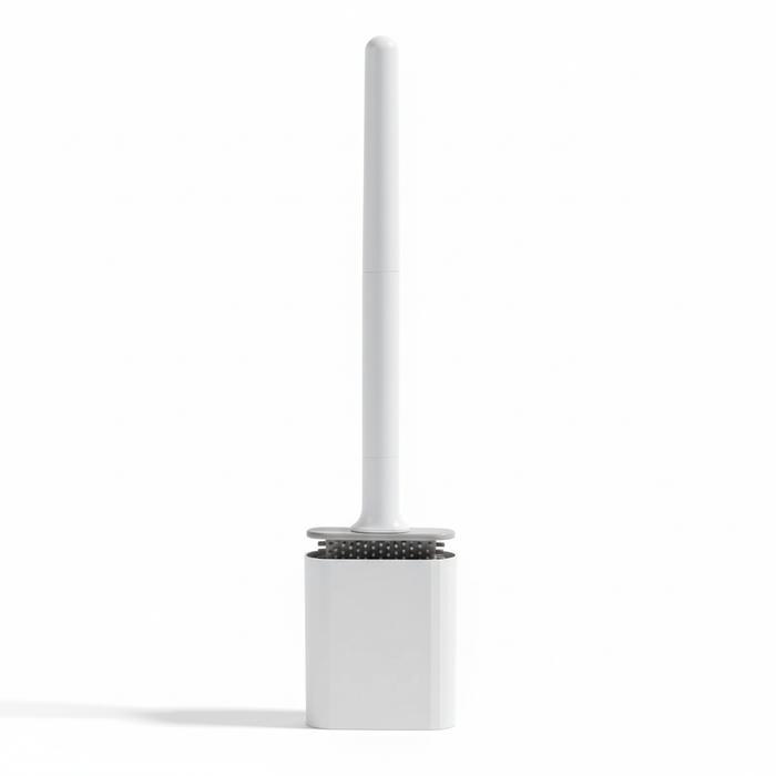 Mini Silicone Toilet Brush — Detachable Pole & Drip-Proof Holder