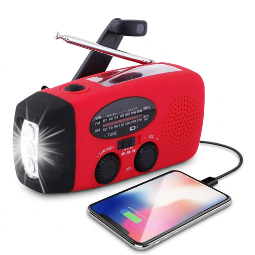2000mAh Hand‑Crank Emergency Radio with LED Torch, USB & Solar Charging