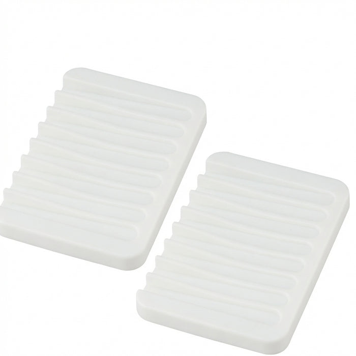 Silicone Self-Draining Soap Dish — Anti-Slip Soap Holder (11.5×8×1cm)