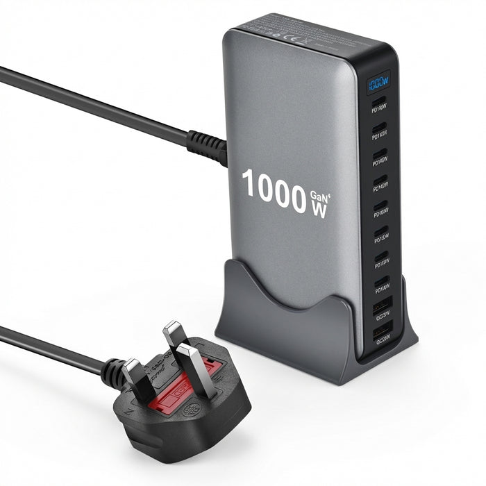 1000W GaN 10‑Port USB‑C Charger Station — PD3.1 PPS Fast Charging