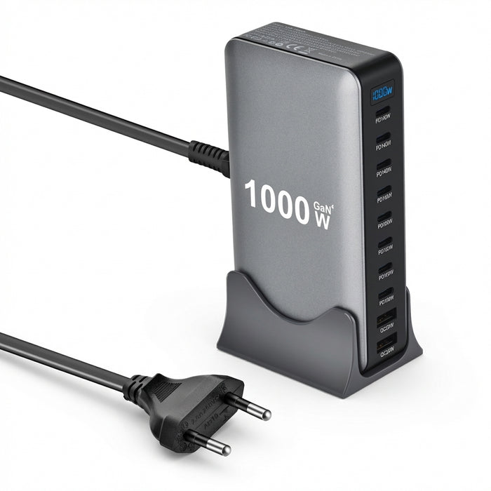 1000W GaN 10‑Port USB‑C Charger Station — PD3.1 PPS Fast Charging