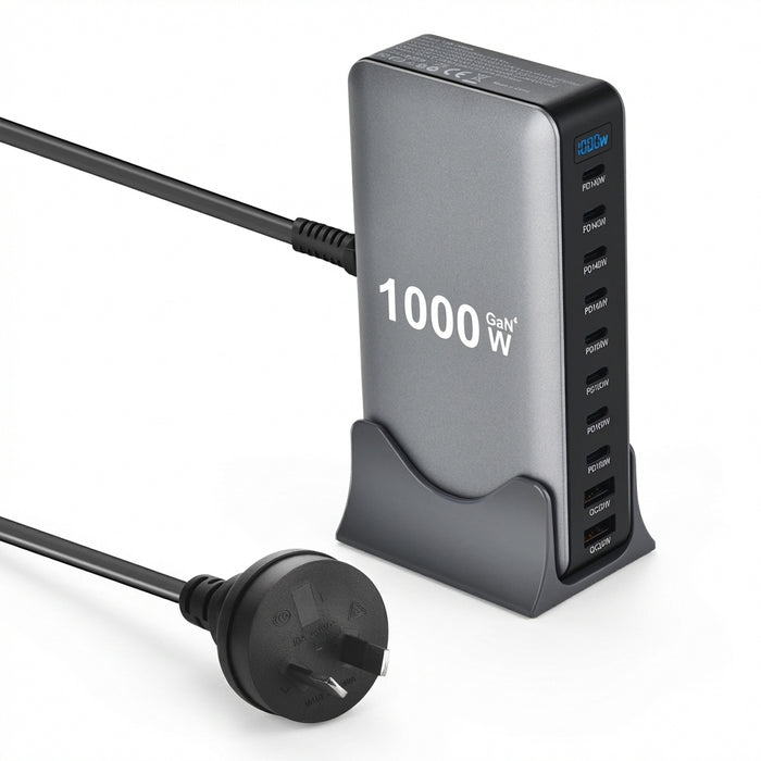 1000W GaN 10‑Port USB‑C Charger Station — PD3.1 PPS Fast Charging