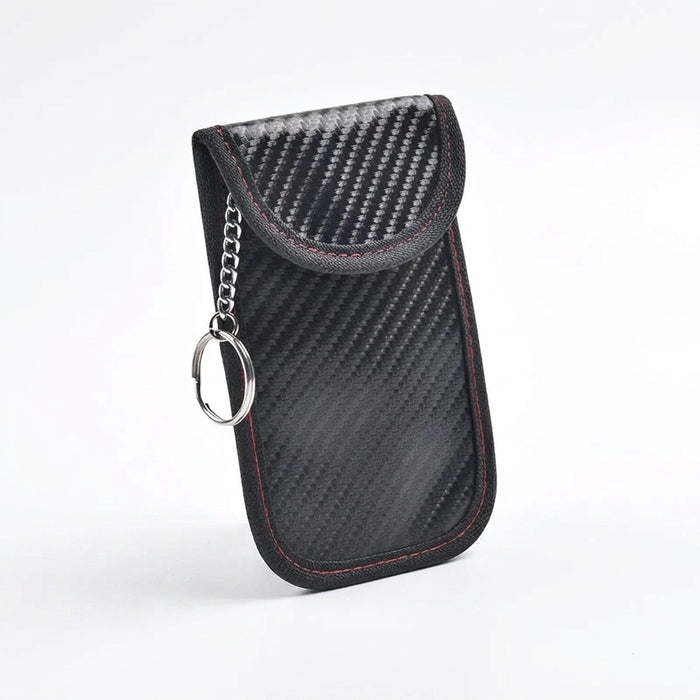 RFID Blocking Car Key Pouch – Carbon Fibre Faraday Fob Case (Black)