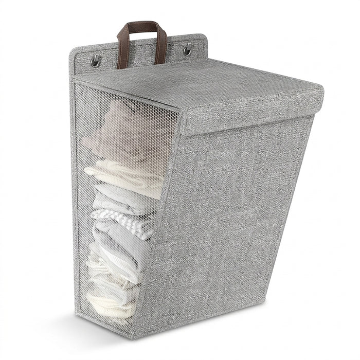 Foldable Adhesive Wall Laundry Hamper – Punch-Free Mesh Basket