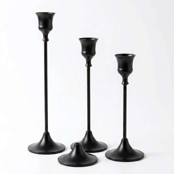 Vintage Elegant Tabletop Candle Holders – Metal & Aluminium, Single or 3‑Piece Sets