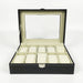 12-Slot Watch Box — Grey PU Leather with Clear Window & Velvet Lining