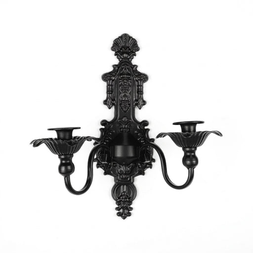 Vintage Black Wall-Mounted Iron Candlestick Holder