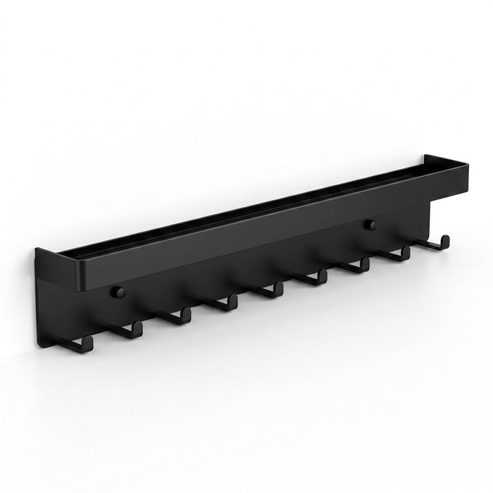 Wall-Mounted Key Organiser with Tray and Hooks – No-Drill or Drill Fixing
