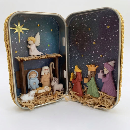 Christmas Nativity Scene in Cabin Box – Compact Desktop Decoration