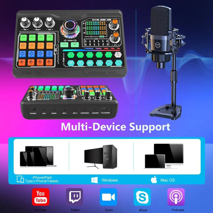 Zealsound Professional Podcast Microphone SoundCard Kit for PC Smartphone Laptop Computer Vlog Recording Live Streaming YouTube - Shopsta EU